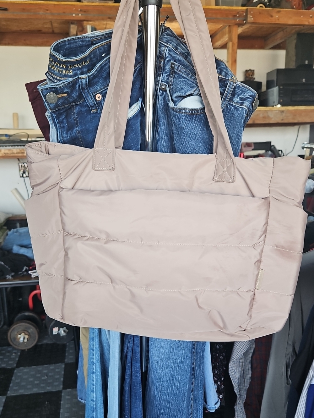 Puffer Tote Bag - Women's Everyday Shoulder Bag